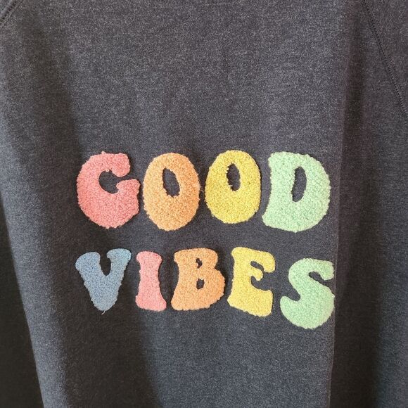 Wild Fox Woman’s Size XL Sweater Good Vibes Colorful Textured Sweatshirt Crew - Picture 7 of 10